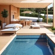 La construction d'une maison en bois peut être facilement accompagnée d'index en bois et d'une piscine afin d'obtenir un confort exceptionnel .