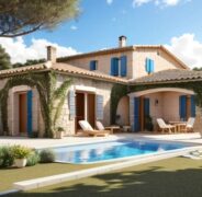 Construction d'une piscine rectangulaire parfaitement intégrée à l'environnement d'une maison en Corse .